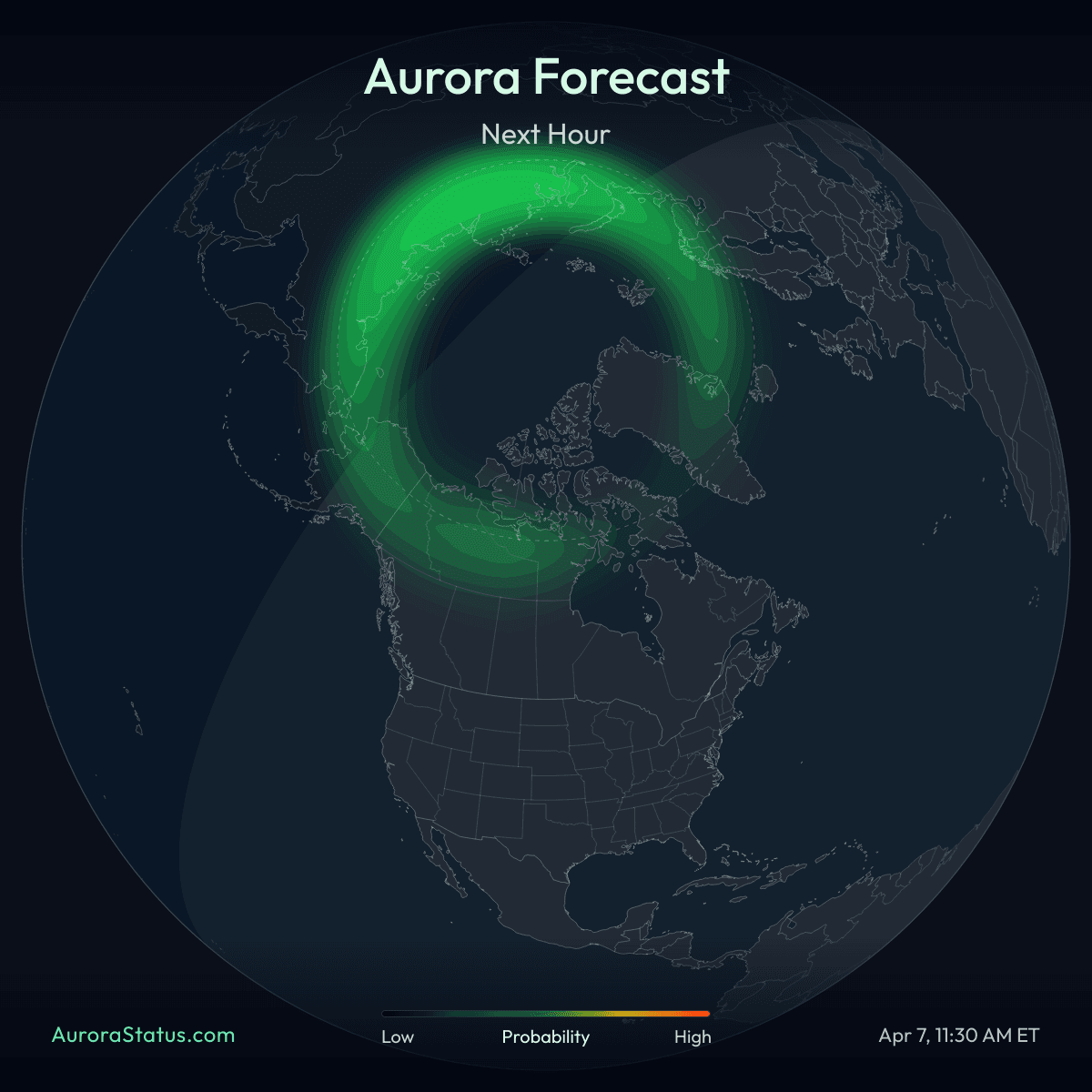 North America aurora forecast map widget