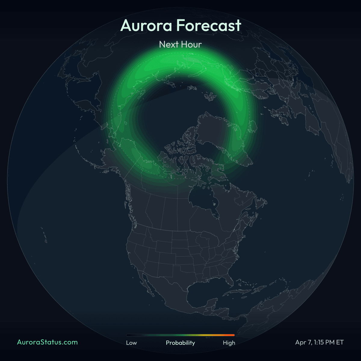 North America aurora forecast map widget