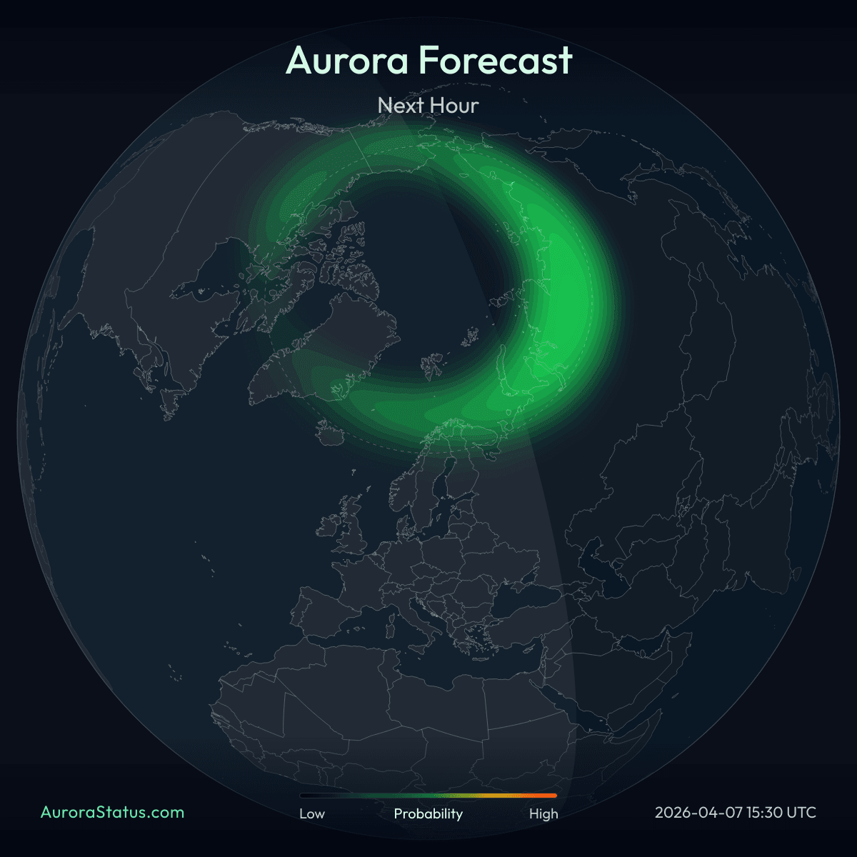 Europe aurora forecast map widget