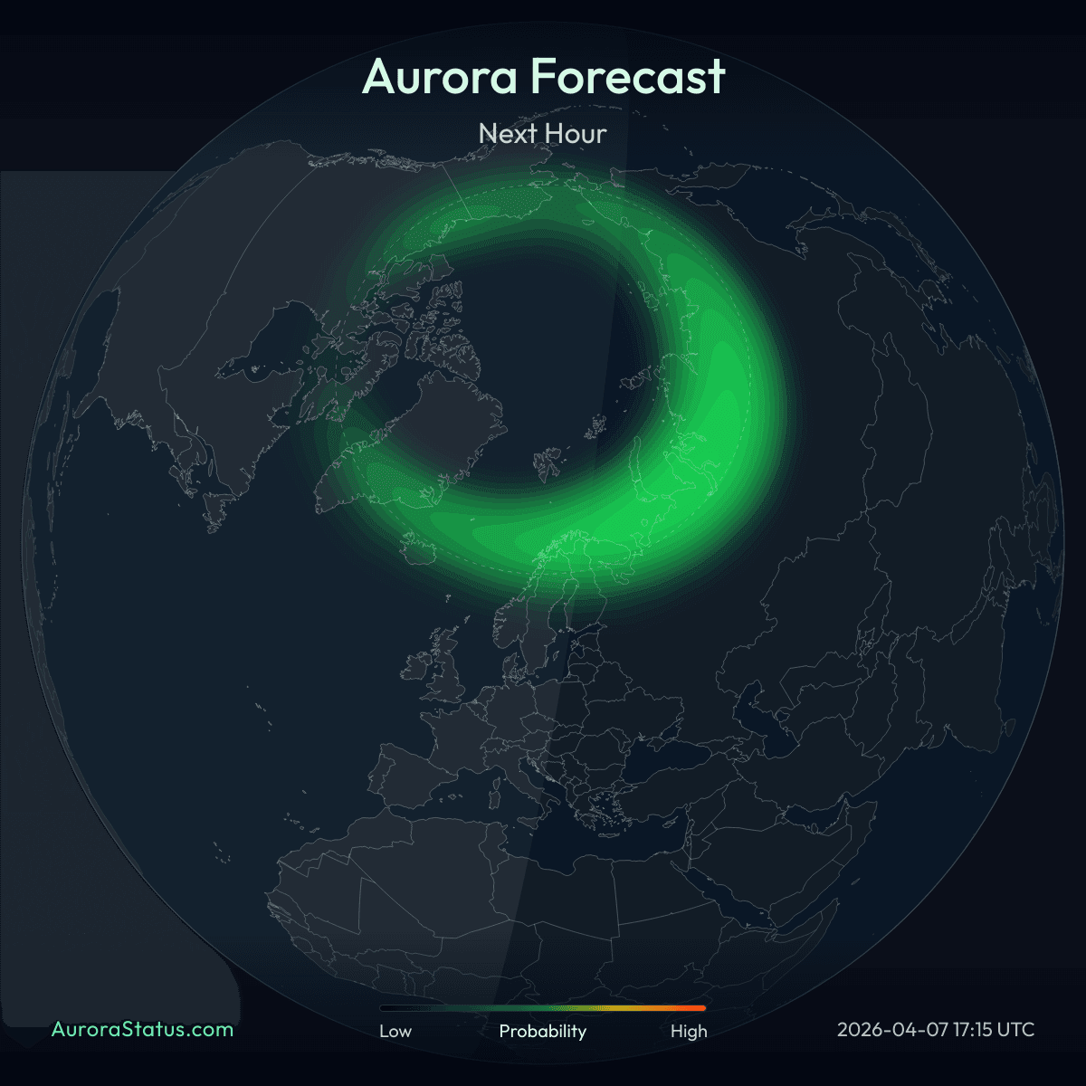 Europe aurora forecast map widget