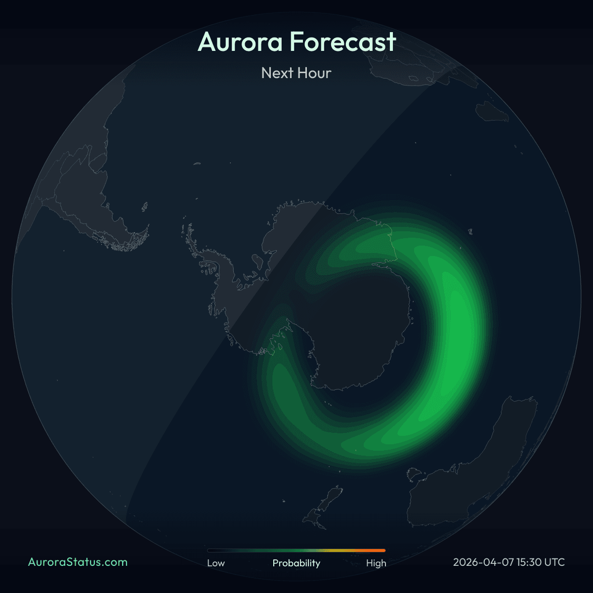 Southern Hemisphere aurora forecast map widget