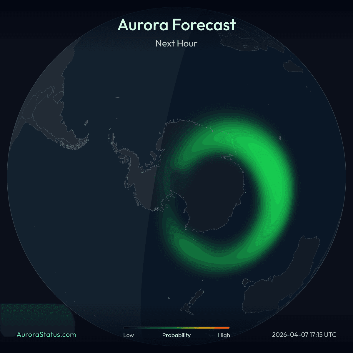 Southern Hemisphere aurora forecast map widget